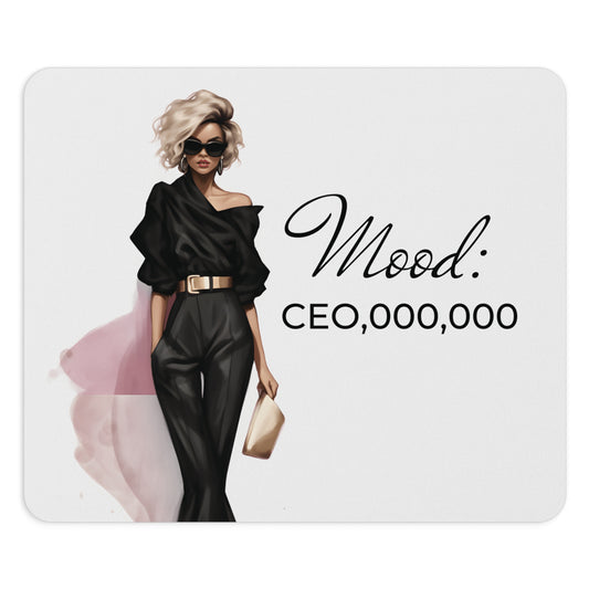Mouse Pad, Boss Lady Mood: CEO,000,000, Desk Accessory, Office Decor, Work from Home, Gift for Her, Office Supplies