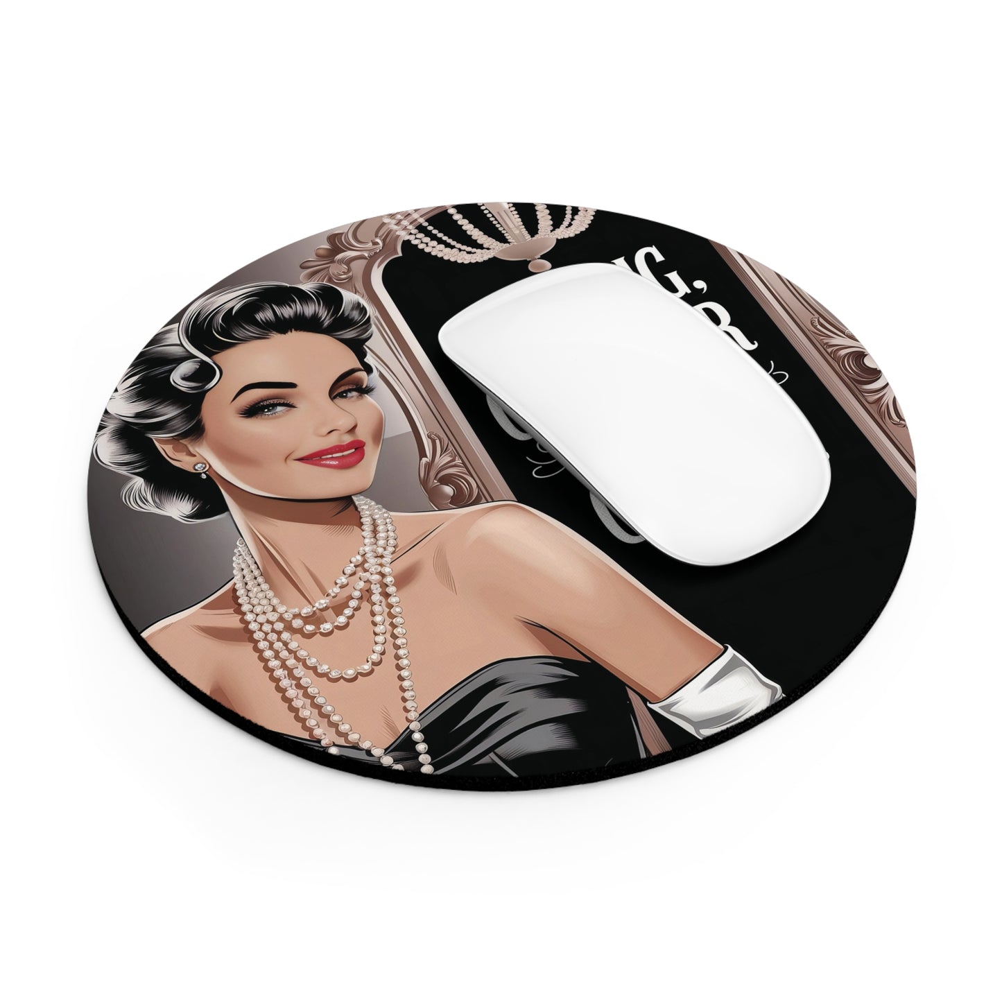 Retro Woman Mouse Pad, Darling Glamour Is My Cardio Desk Accessories, Office Decor, Gift for Her, Feminine Workspace, Computer Accessories