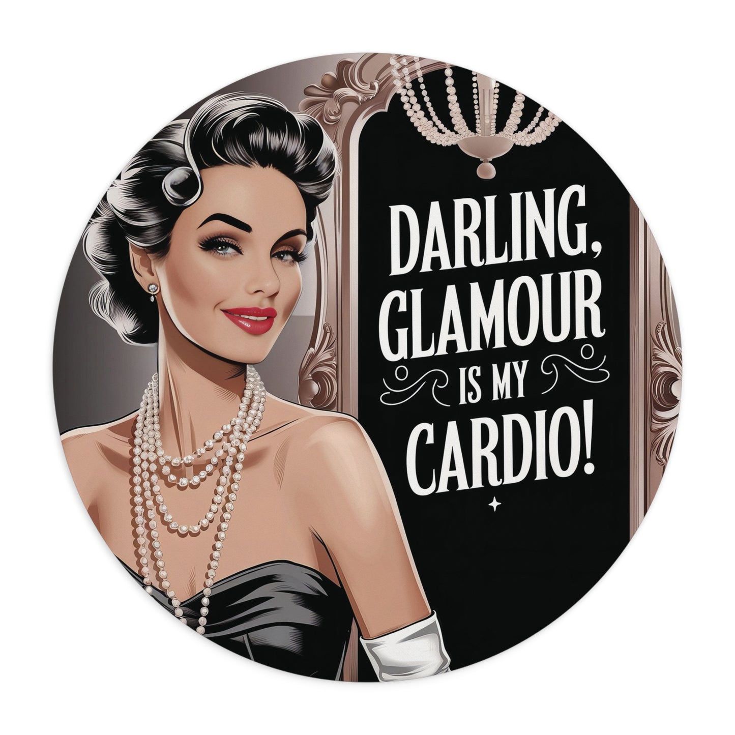 Retro Woman Mouse Pad, Darling Glamour Is My Cardio Desk Accessories, Office Decor, Gift for Her, Feminine Workspace, Computer Accessories