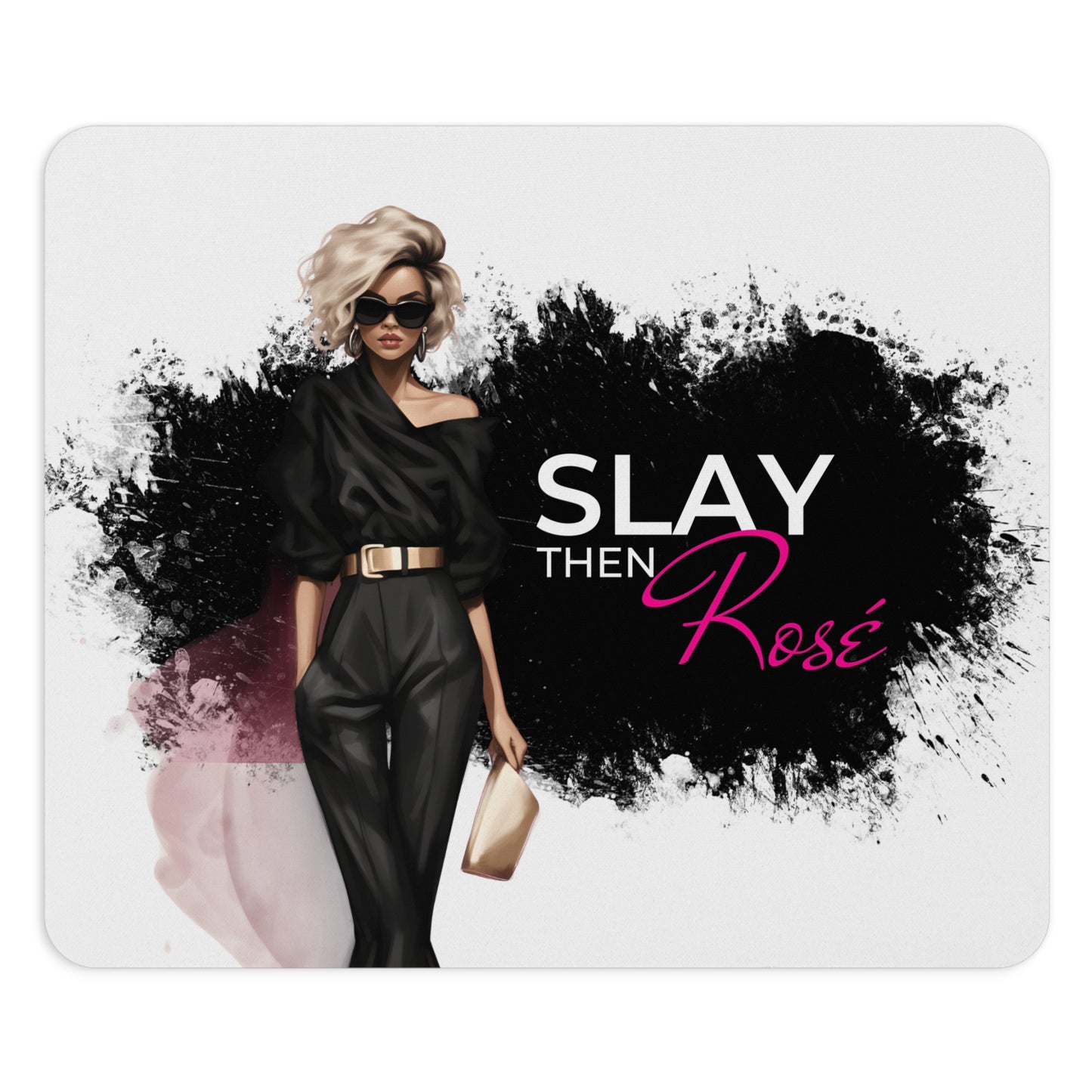 Mouse Pad, Face It Girl, Slay Then Rosé Boss Lady, Desk Accessories, Office Decor, Gift for Her, Inspirational Quote Mouse Mat, Girl Boss