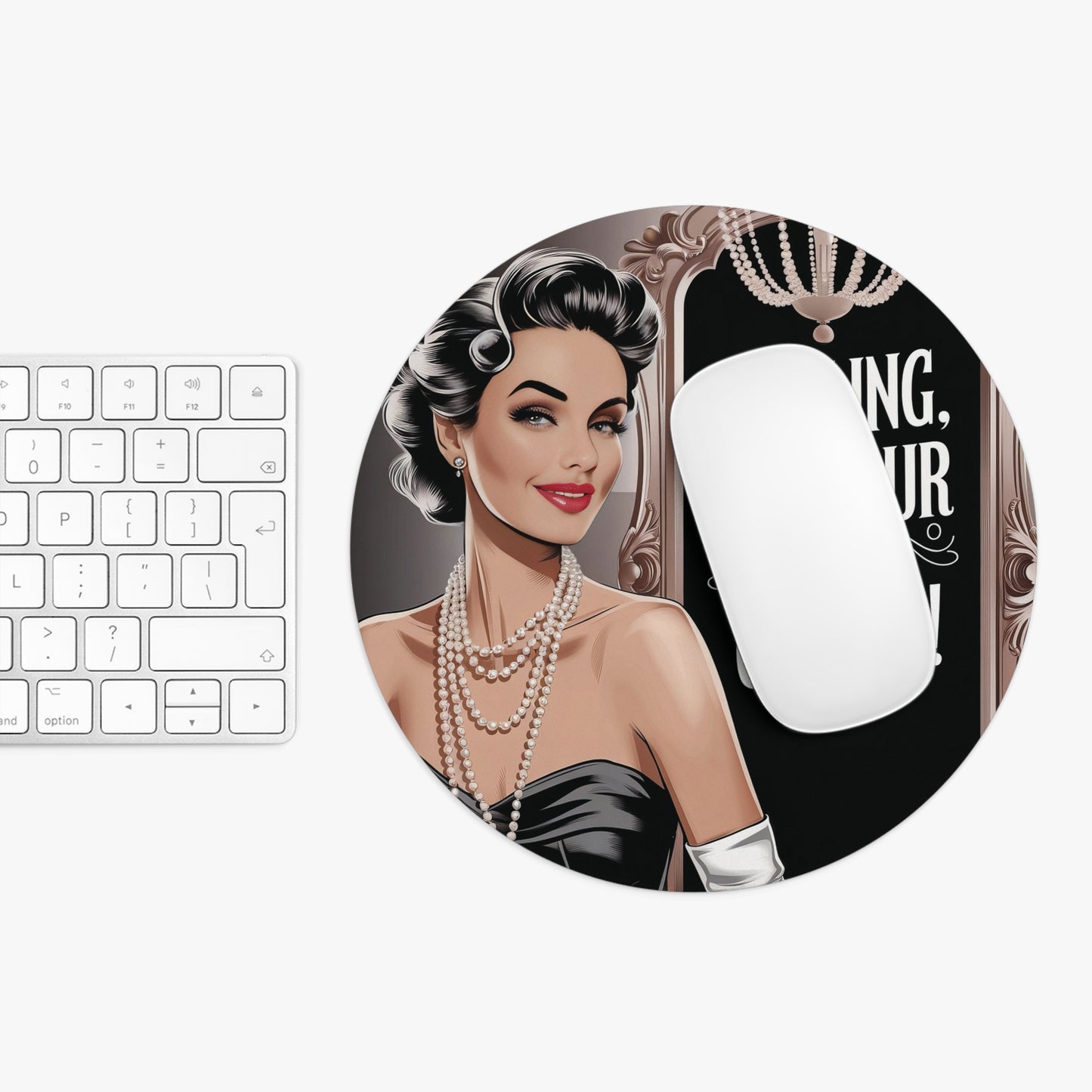 Retro Woman Mouse Pad, Darling Glamour Is My Cardio Desk Accessories, Office Decor, Gift for Her, Feminine Workspace, Computer Accessories