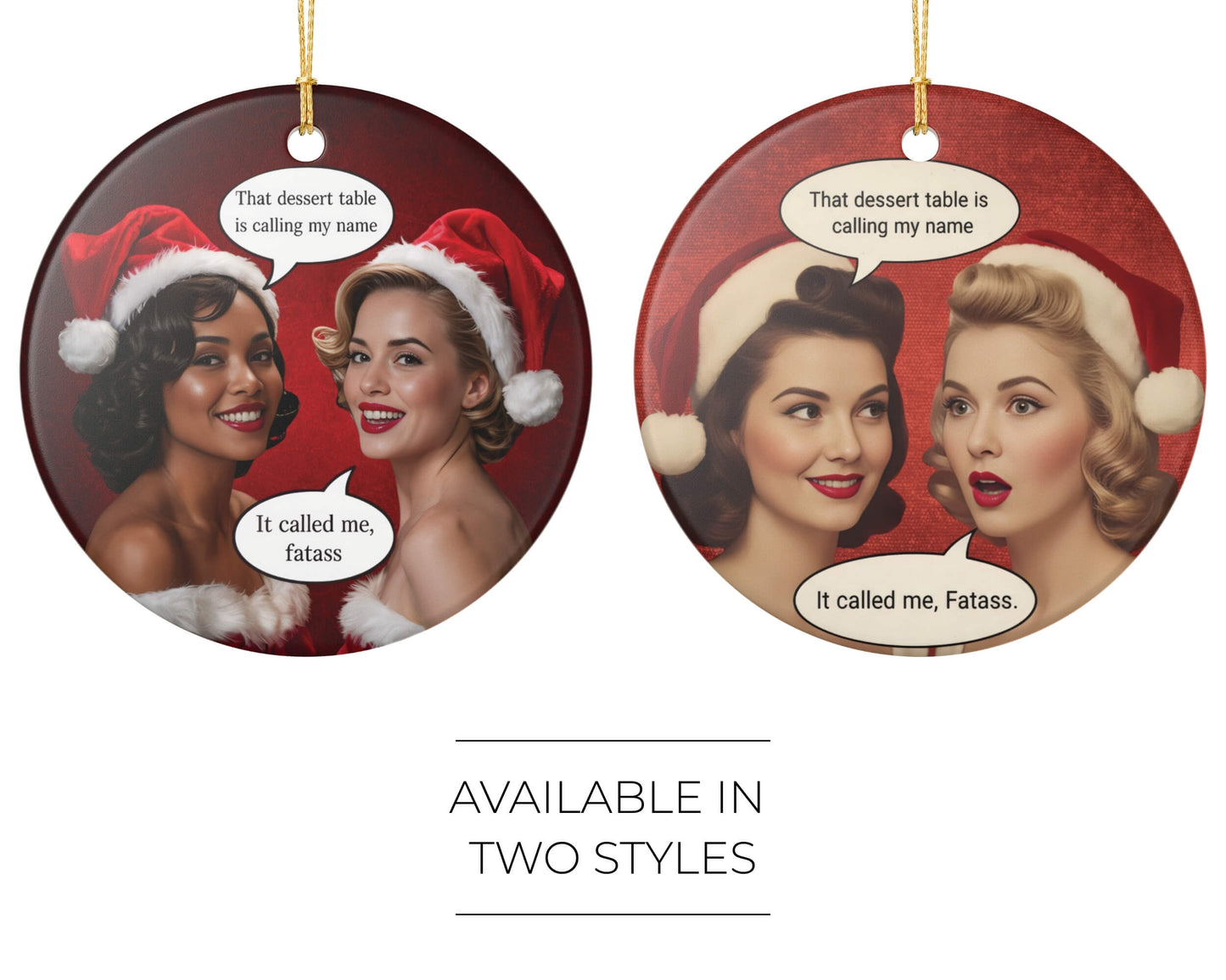 Funny Christmas ornament dessert table fatass joke modern art style