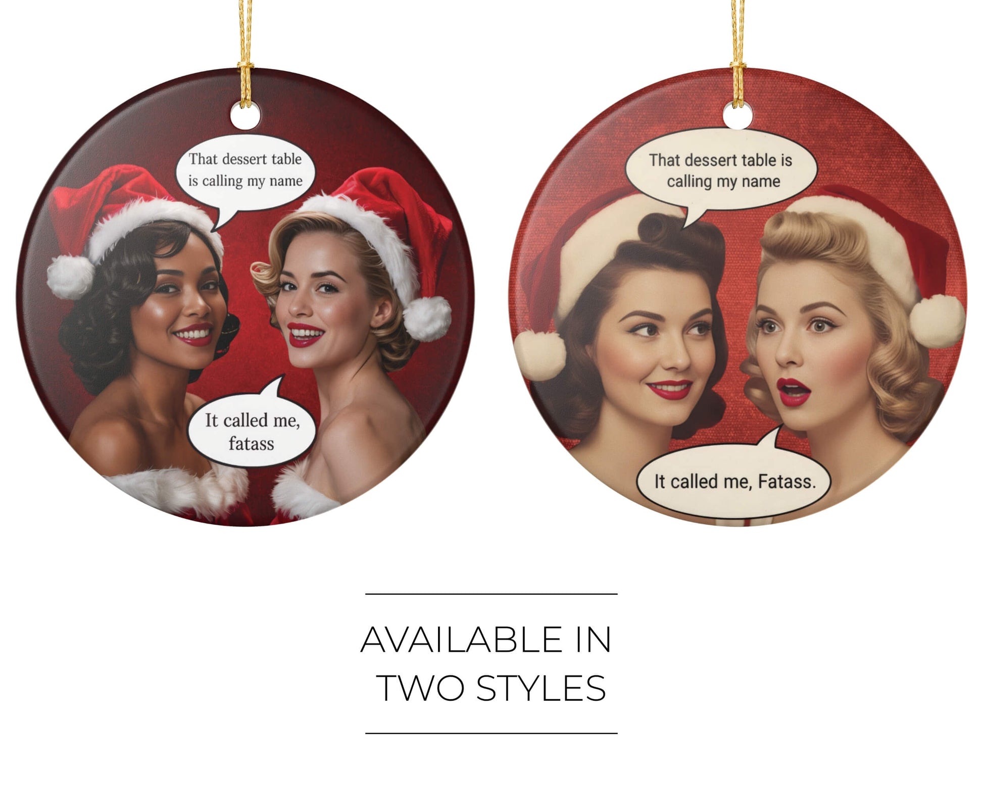 Funny Christmas ornament dessert table fatass joke modern art style