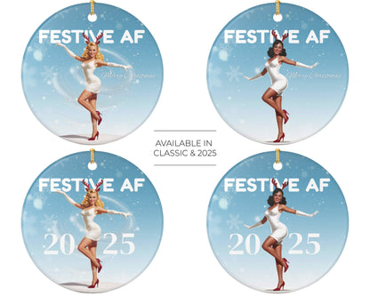 Funny Christmas ornament festive af text retro pin up