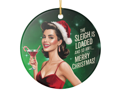 Retro pin up girl holding martini glass funny holiday decor