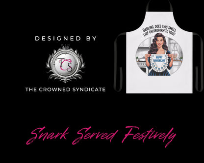 Happy Hanukkah Retro Pin-Up Apron | Vintage Hanukkah Kitchen Décor | Cheeky Holiday Hostess Gift (Black or White Apron)