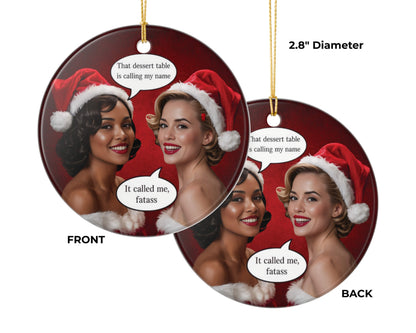 High gloss ceramic ornament double sided print gold string
