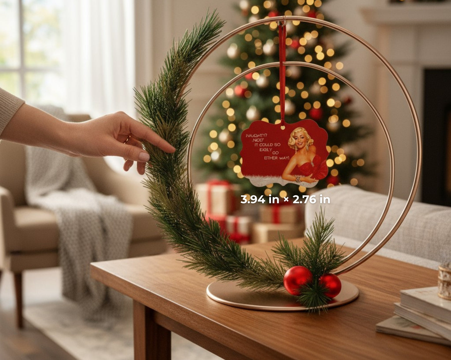 Naughty or Nice? Who Cares. | Snarky Christmas Ornament | Bold AF Holiday Decor | Funny Retro-Inspired Ornament