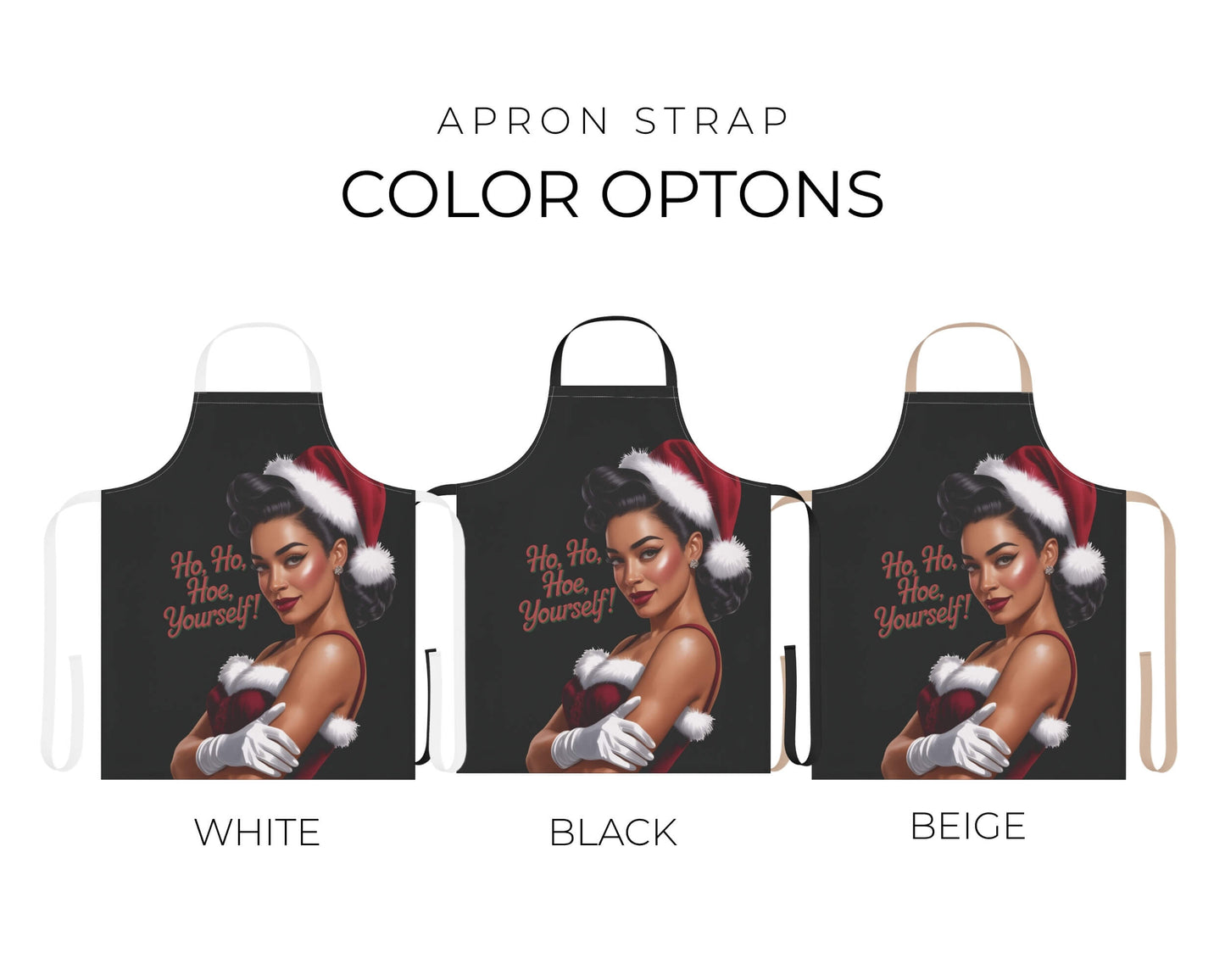 Black custom apron strap colors black white and khaki options