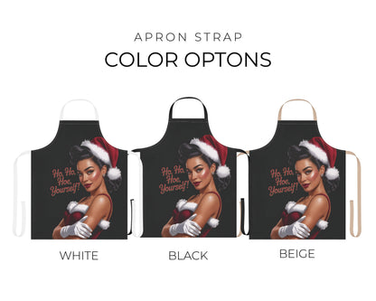 Black custom apron strap colors black white and khaki options