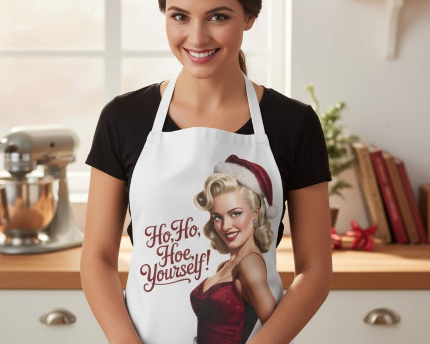 Ho Ho Hoe Yourself Apron – Retro Pin-Up (White Apron)
